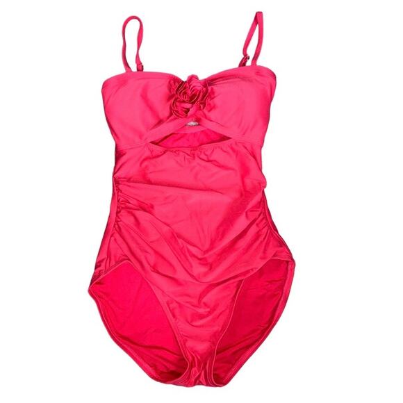 Kate Spade 3D Rose Peep Hole One Piece Swimsuit Coral Small - Picture 3 of 5